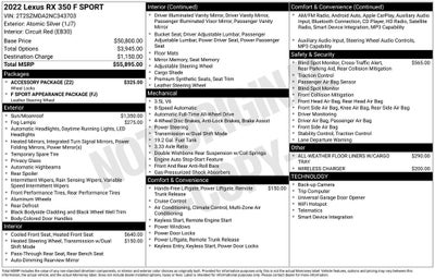2022 Lexus RX 350 350 F Sport