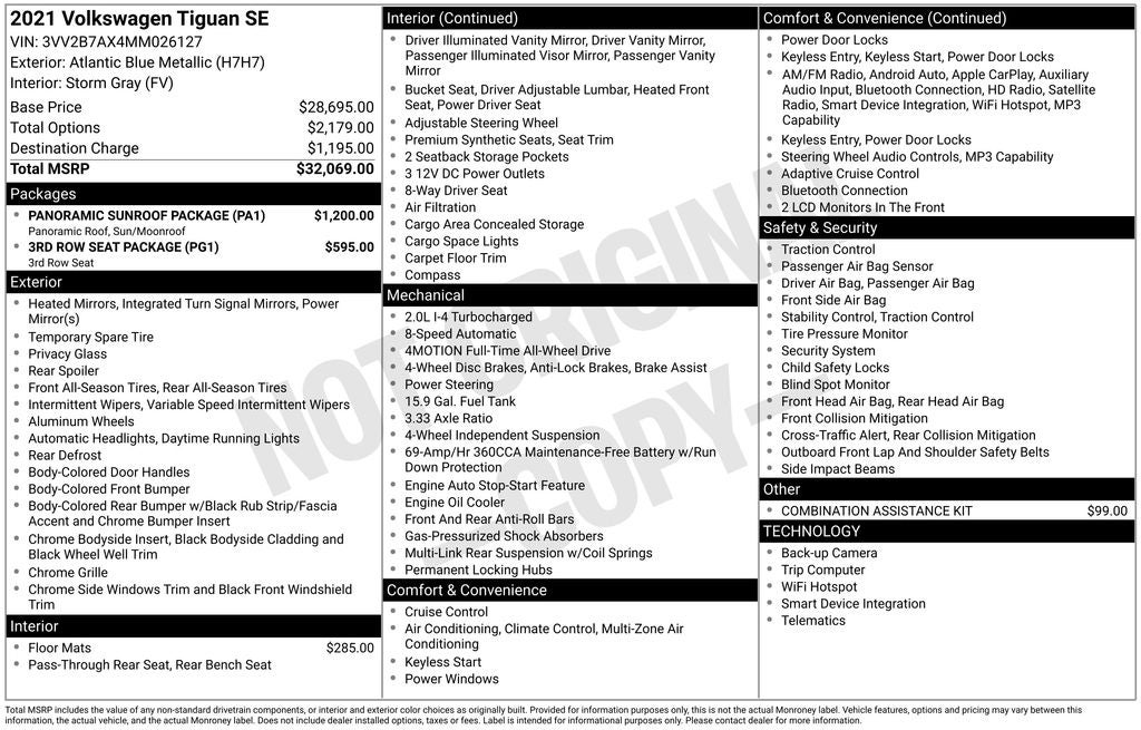 2021 Volkswagen Tiguan 2.0T SE