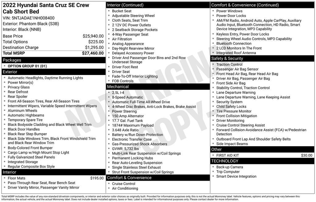 2022 Hyundai Santa Cruz SE