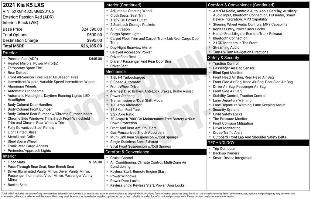 2021 Kia K5 LXS