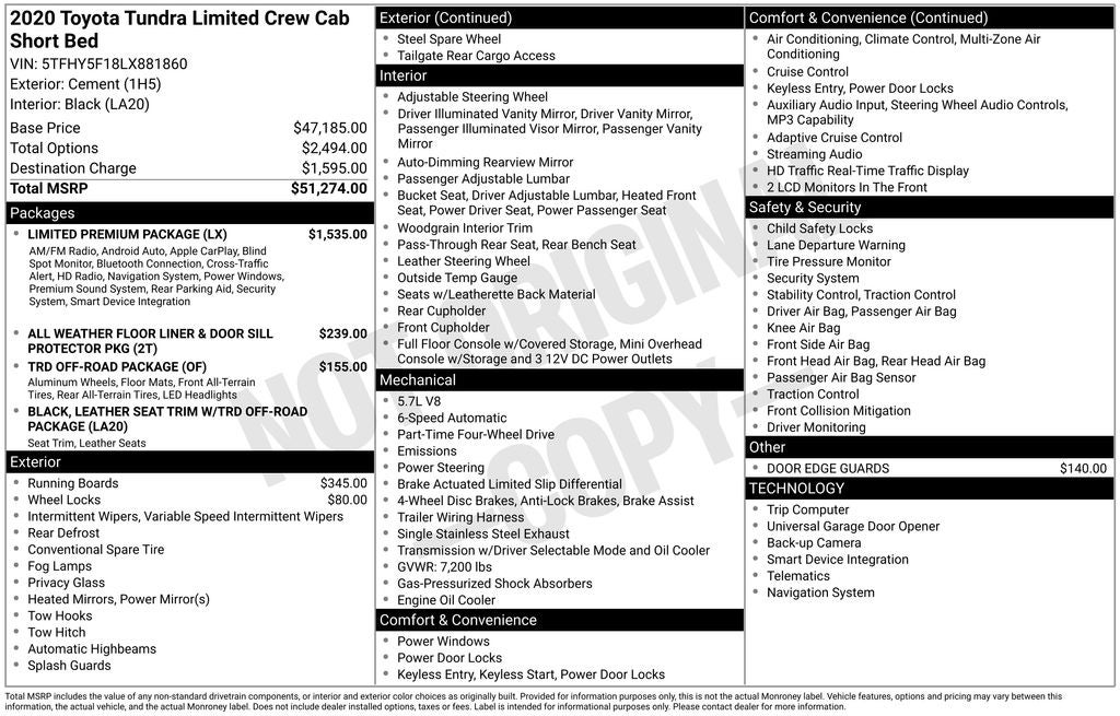 2020 Toyota TUNDRA 4X4 Limited