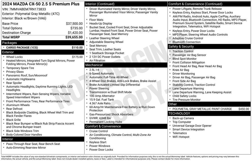2024 Mazda Mazda CX-50 2.5 S Premium Plus Package