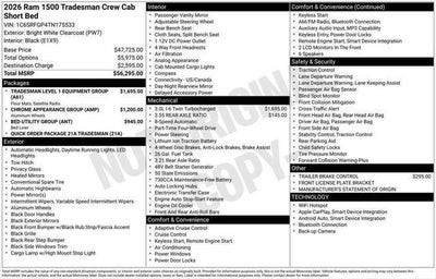 2026 RAM Ram 1500 RAM 1500 TRADESMAN CREW CAB 4X4 5'7' BOX
