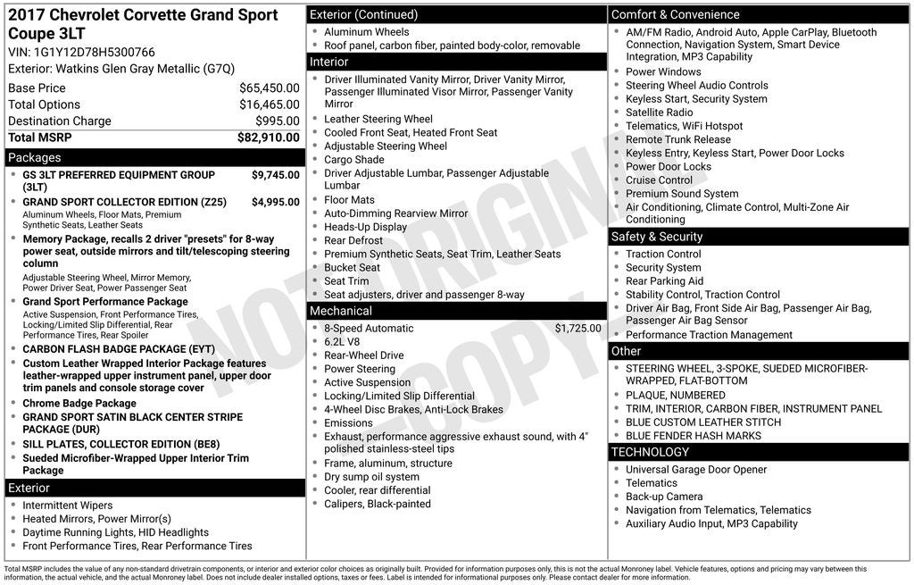 2017 Chevrolet Corvette Grand Sport