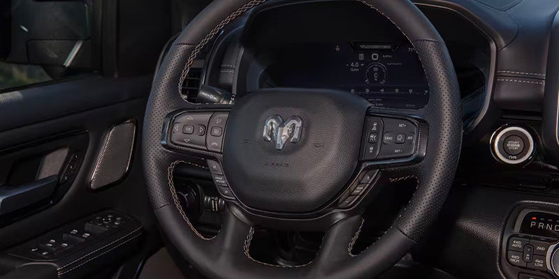 Ram 1500 Black leather truck steering wheel