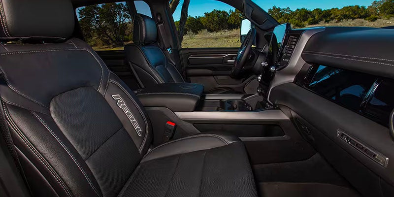 Ram 1500 Black leather truck interior